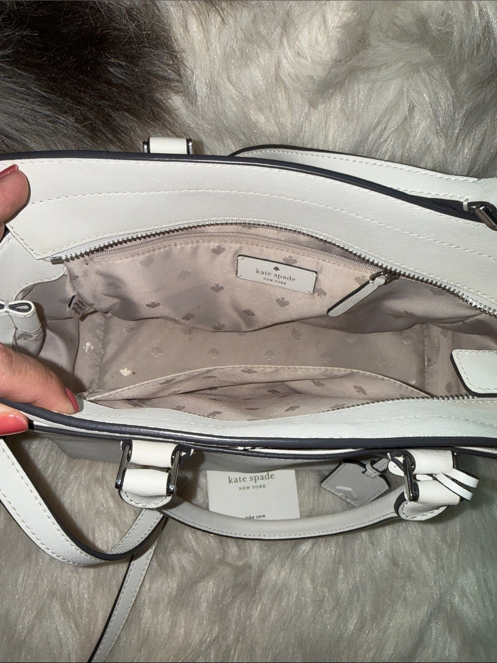 kate spade Cream Structured Satchel with Top Handles - Picture 6 of 6